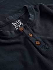 White Stuff Blue Helston Waffle Henley Pyjamas - Image 6 of 6