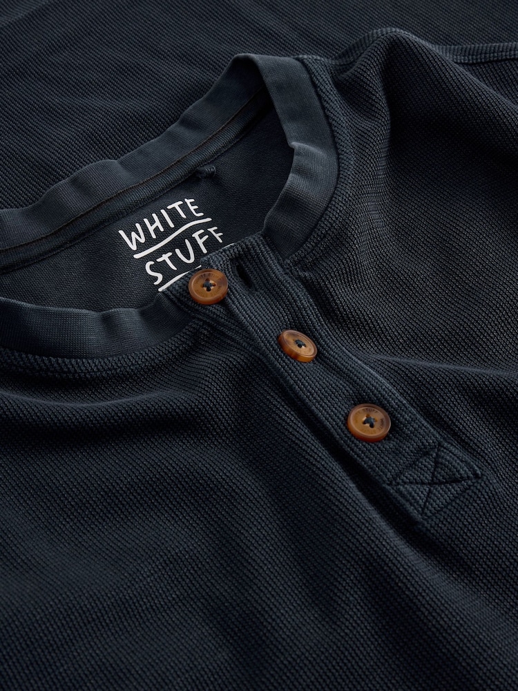 White Stuff Blue Helston Waffle Henley Pyjamas - Image 6 of 6