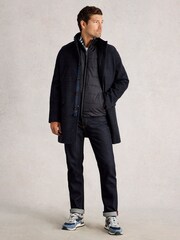 White Stuff Blue Wool Funnel Coat - Image 1 of 5