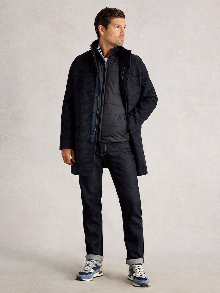 White Stuff Blue Wool Funnel Coat - Image 1 of 5
