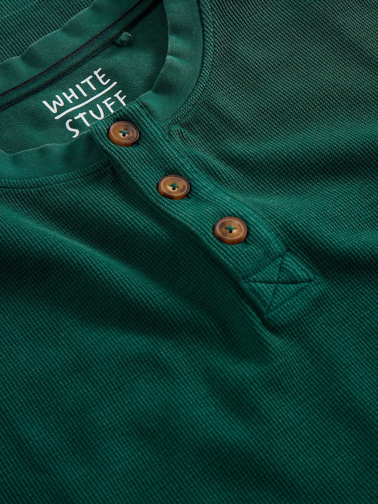 White Stuff Green Helston Waffle Henley Pyjamas - Image 6 of 6