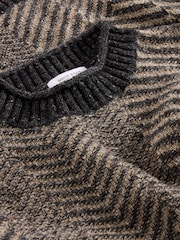 White Stuff Grey Jarrow Herringbone Crew Neck Jumper - Image 7 of 7