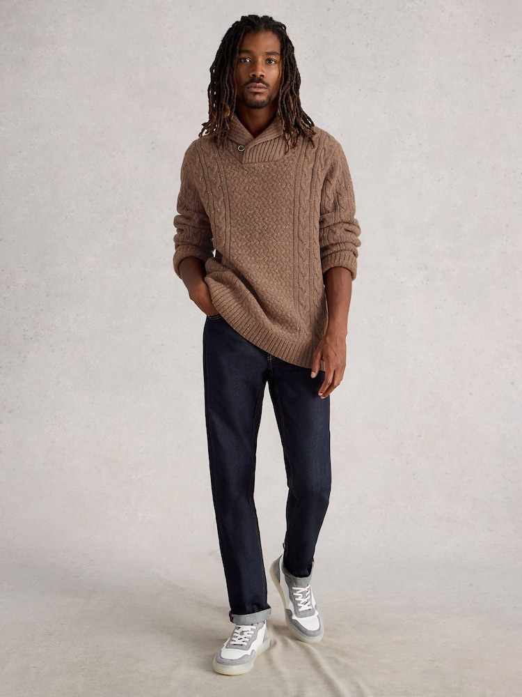 White Stuff Brown Berkley Shawl Neck Jumper - Image 1 of 6