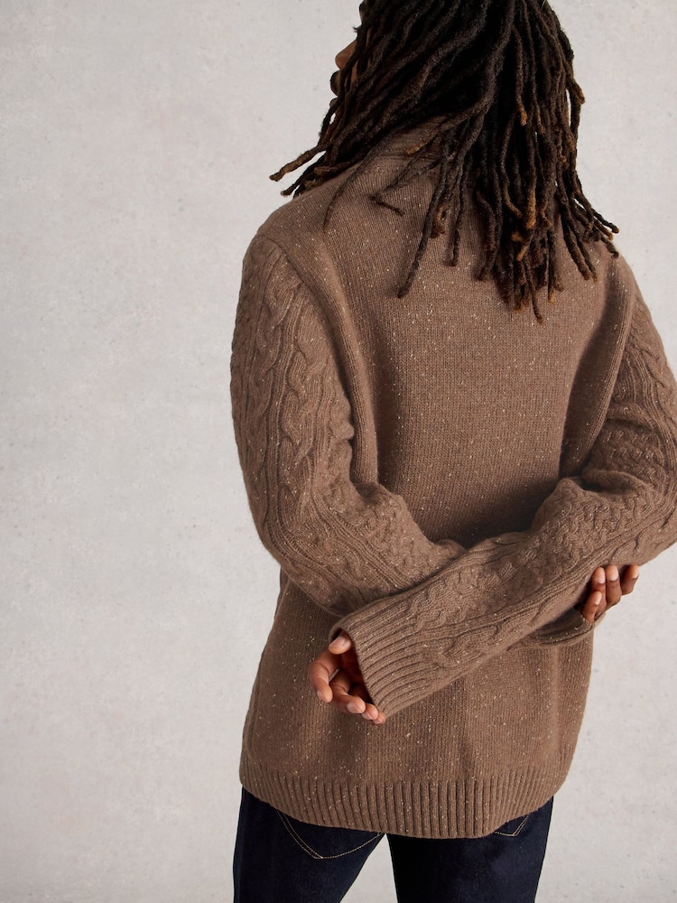 White Stuff Brown Berkley Shawl Neck Jumper - Image 2 of 6 White Stuff Brown Berkley Shawl Neck Jumper - Image 2 of 6