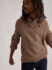 White Stuff Brown Berkley Shawl Neck Jumper - Image 3 of 6