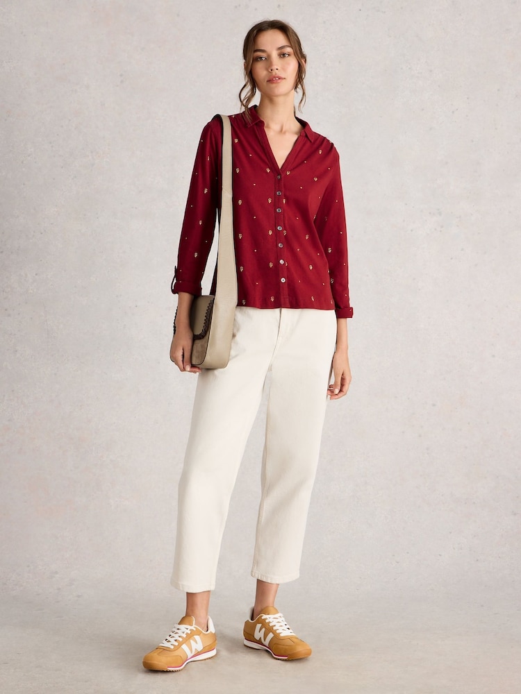 White Stuff Red Annie Embroidered Jersey Shirt - Image 1 of 6 White Stuff Red Annie Embroidered Jersey Shirt - Image 1 of 6