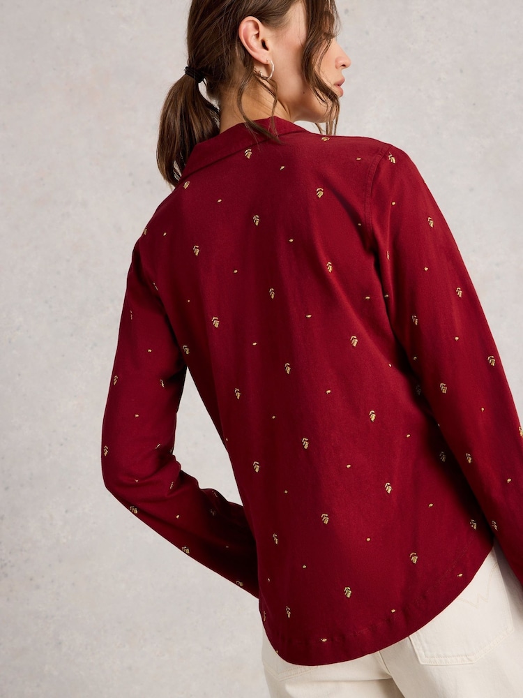 White Stuff Red Annie Embroidered Jersey Shirt - Image 2 of 6 White Stuff Red Annie Embroidered Jersey Shirt - Image 2 of 6