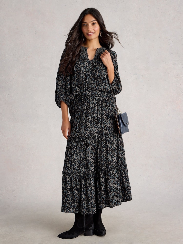 White Stuff Black Remi Metallic Midi Skirt - Image 1 of 6 White Stuff Black Remi Metallic Midi Skirt - Image 1 of 6