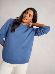 White Stuff Blue Nep Sweat Top - Image 3 of 6