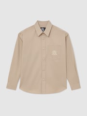 Reiss Elmore Monogram Embroidered Relaxed Overshirt Stretch-Cotton - תמונה 2 מתוך 8