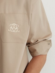 Reiss Elmore Monogram Embroidered Relaxed Overshirt Stretch-Cotton - תמונה 4 מתוך 8