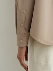 Reiss Elmore Monogram Embroidered Relaxed Overshirt Stretch-Cotton - תמונה 7 מתוך 8