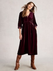 White Stuff Purple Lucy Velvet Dress - Image 1 of 6