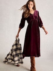 White Stuff Purple Lucy Velvet Dress - Image 3 of 6