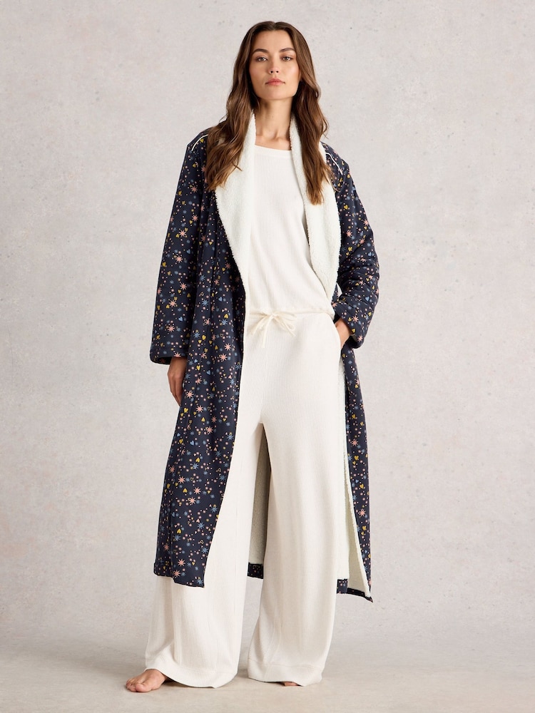 White Stuff Blue Ava Lined Dressing Gown - Image 1 of 6