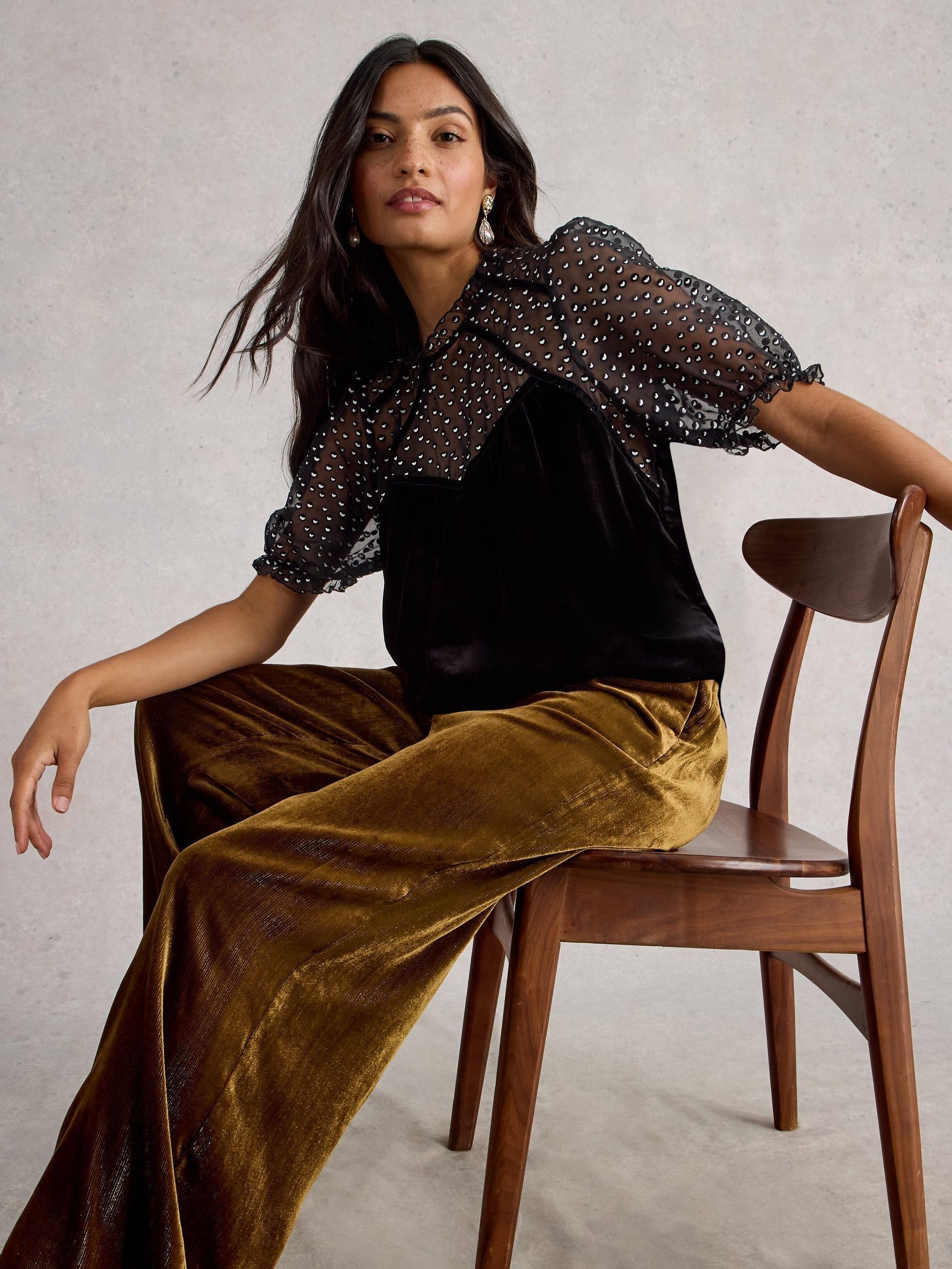 Buy White Stuff Black Lexi Velvet Top from Next USA