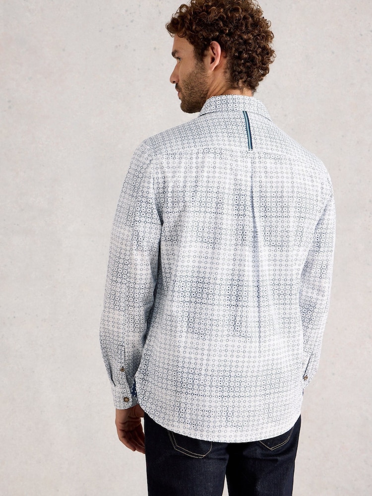 White Stuff Blue Finsbury Geo Print Shirt - Image 2 of 6