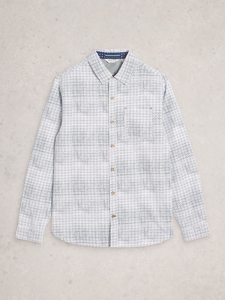 White Stuff Blue Finsbury Geo Print Shirt - Image 6 of 6 White Stuff Blue Finsbury Geo Print Shirt - Image 6 of 6