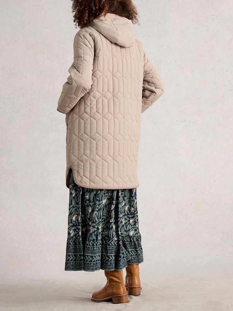White Stuff Natural Carmel Borg Lined Quilted Coat - Image 2 of 6 White Stuff Natural Carmel Borg Lined Quilted Coat - Image 2 of 6