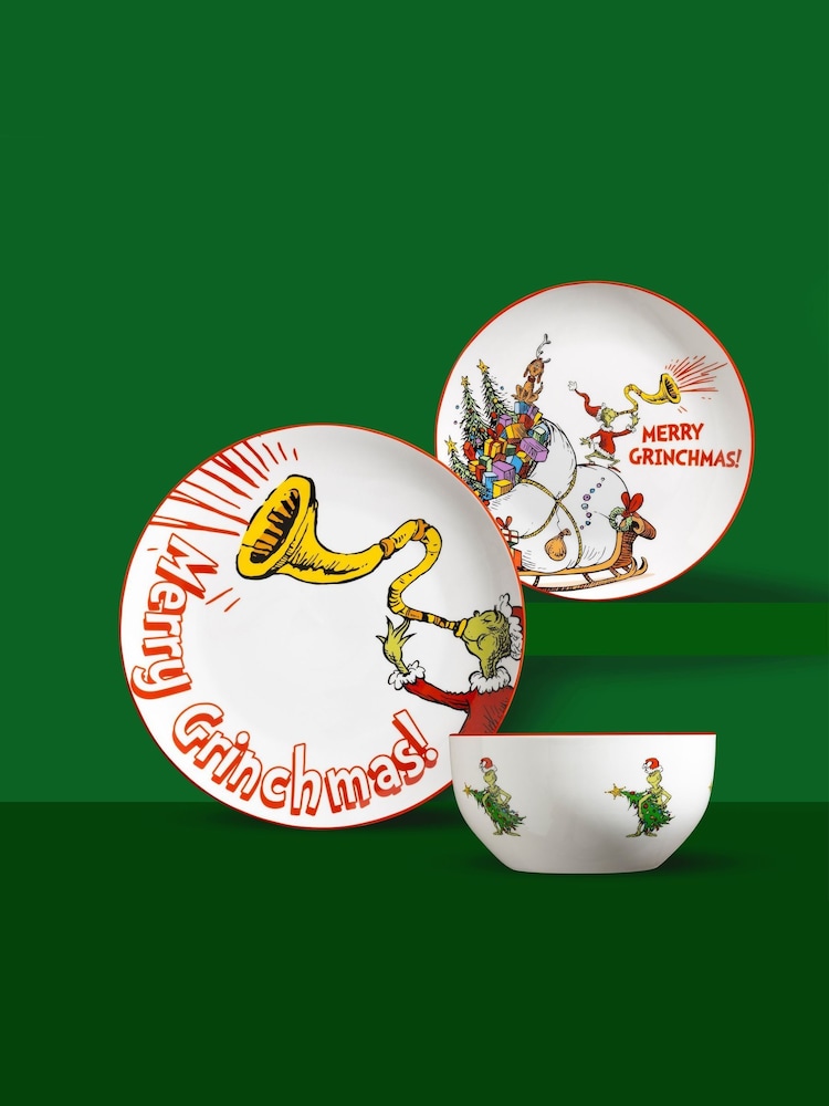 The Grinch 12 Piece White Merry Grinchmas Dinner Set - Image 1 of 5 The Grinch 12 Piece White Merry Grinchmas Dinner Set - Image 1 of 5
