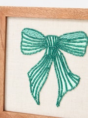 Oliver Bonas Green Embroidered Green Bow Wall Art - Image 3 of 4