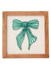 Oliver Bonas Green Embroidered Green Bow Wall Art - Image 4 of 4