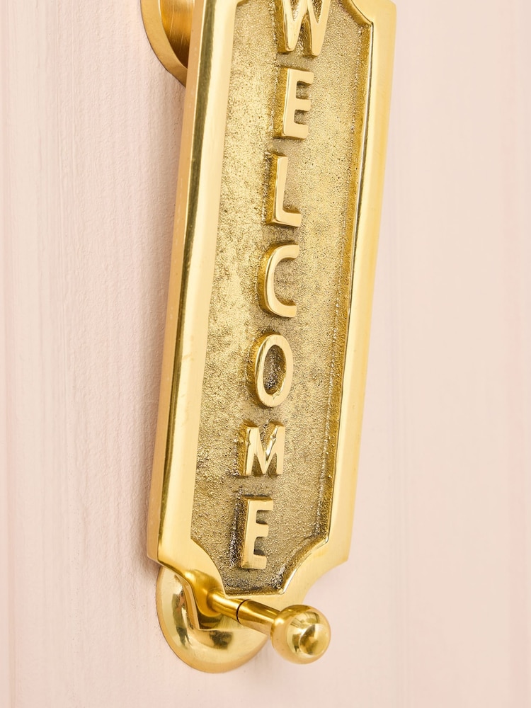 Oliver Bonas Gold Coloured Welcome Door Knocker - Image 2 of 3