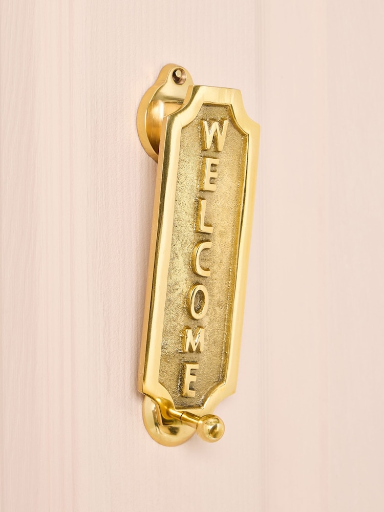 Oliver Bonas Gold Coloured Welcome Door Knocker - Image 3 of 3