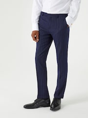 Skopes Blue Declan Suit Tapered Slim Fit Pinstripe Trousers - Image 1 of 4