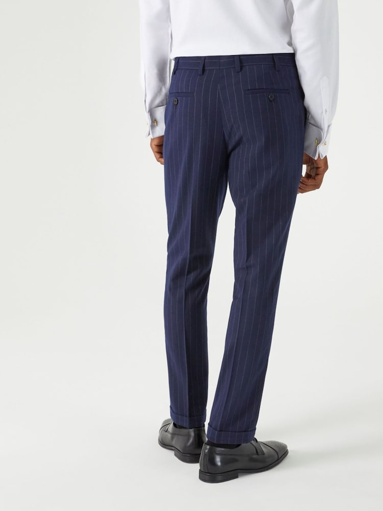 Skopes Blue Declan Suit Tapered Slim Fit Pinstripe Trousers - Image 2 of 4