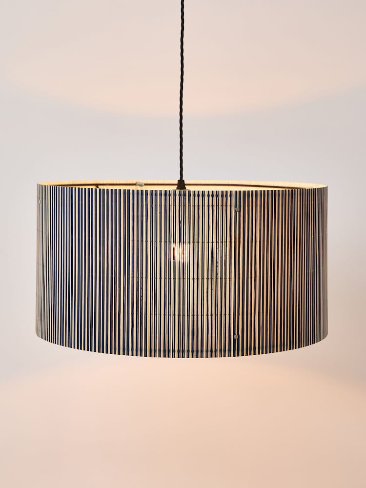 Oliver Bonas Navy Ena Red Patterned Bamboo Pendant Lamp Shade - Image 2 of 5 Oliver Bonas Navy Ena Red Patterned Bamboo Pendant Lamp Shade - Image 2 of 5