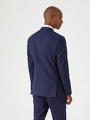 Skopes Blue Declan Suit Slim Fit Pinstripe Double Breasted Jacket - Image 3 of 6