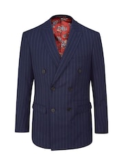 Skopes Blue Declan Suit Slim Fit Pinstripe Double Breasted Jacket - Image 5 of 6