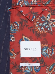 Skopes Blue Declan Suit Slim Fit Pinstripe Double Breasted Jacket - Image 6 of 6