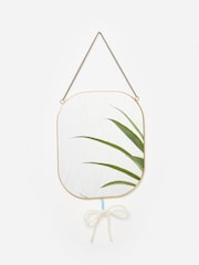 Oliver Bonas Gold Beaded Bow Drop Hanging Mirror - Image 1 of 4