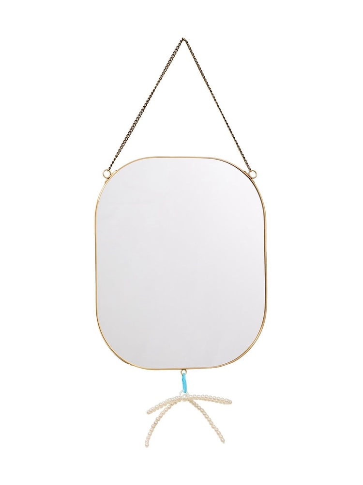 Oliver Bonas Gold Beaded Bow Drop Hanging Mirror - Image 4 of 4