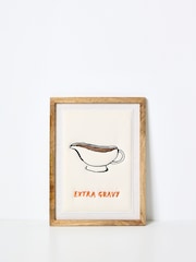 Oliver Bonas Cream Extra Gravy Embroidered Fabric Wall Art - Image 1 of 4