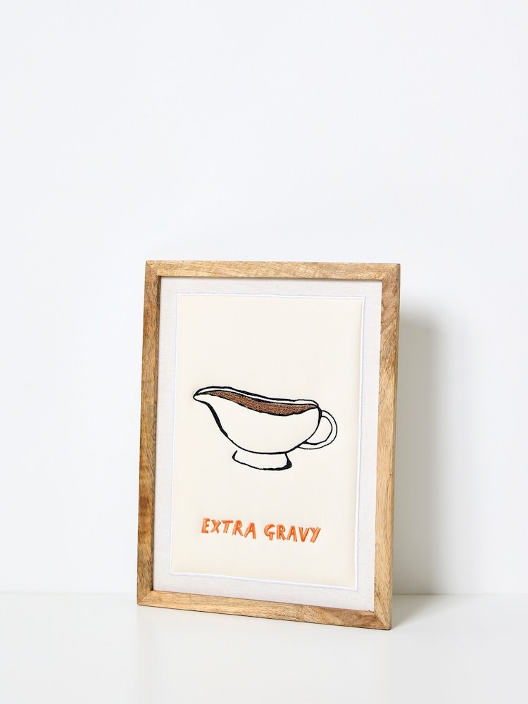 Oliver Bonas Cream Extra Gravy Embroidered Fabric Wall Art - Image 2 of 4 Oliver Bonas Cream Extra Gravy Embroidered Fabric Wall Art - Image 2 of 4
