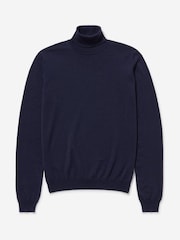 Oliver Sweeney Blue Merino Wool Roll Neck Jumper - Image 3 of 5