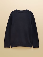 Joules Boys' Intarsia Blue Knit Jumper - Image 2 of 4