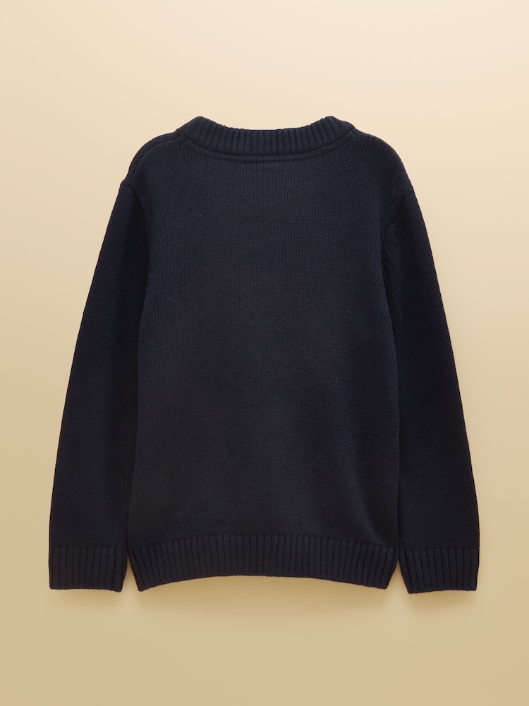 Joules Boys' Intarsia Blue Knit Jumper - Image 2 of 4 Joules Boys' Intarsia Blue Knit Jumper - Image 2 of 4