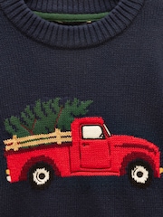 Joules Boys' Intarsia Blue Knit Jumper - Image 3 of 4