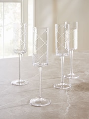 Set of 4 Evie Cut Crystal Champagne Flutes - Imagen 1 de 3
