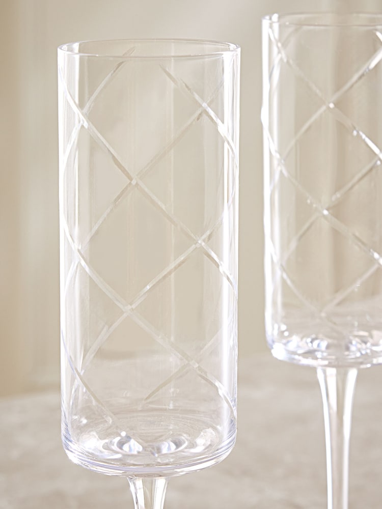 Set of 4 Evie Cut Crystal Champagne Flutes - Imagen 3 de 3