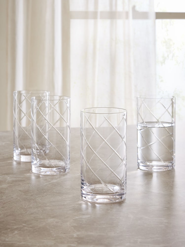 Set of 4 Evie Cut Crystal Tumbler Glasses - Imagen 1 de 3