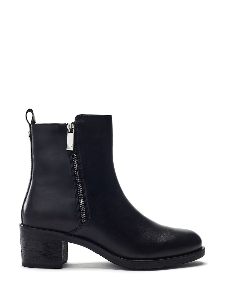 Moda in Pelle MbyModa Patricio Ankle Side Zip Block Heel Leather Boots - Image 1 of 4