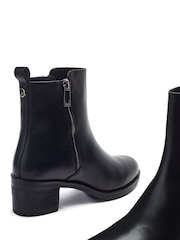 Moda in Pelle MbyModa Patricio Ankle Side Zip Block Heel Leather Boots - Image 4 of 4