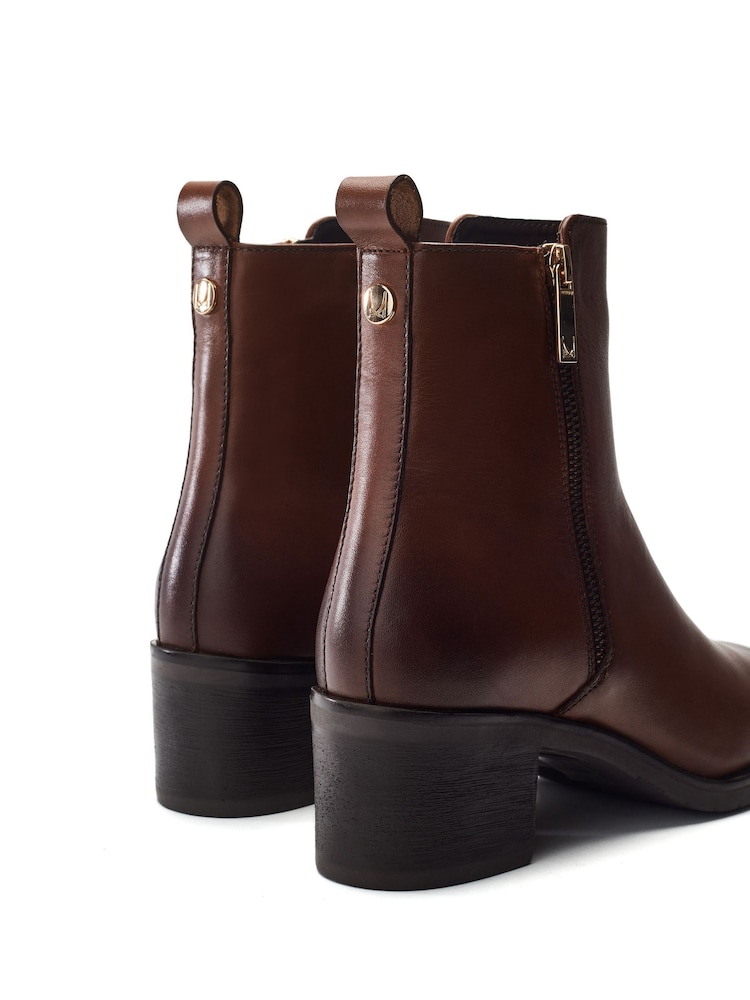 Moda in Pelle MbyModa Patricio Ankle Side Zip Block Heel Leather Boots - Image 4 of 4
