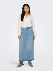JDY White Pintuck Long Sleeve Blouse - Image 3 of 6
