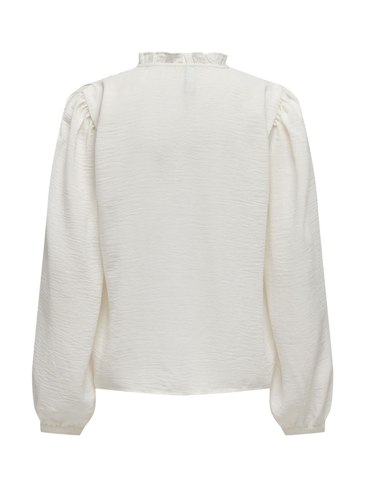 JDY White Pintuck Long Sleeve Blouse - Image 6 of 6 JDY White Pintuck Long Sleeve Blouse - Image 6 of 6